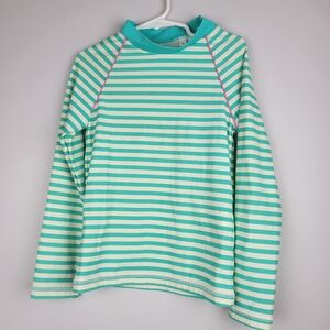 BODEN Long-sleeved Rash Vest Teal‎ White Sz 7-8